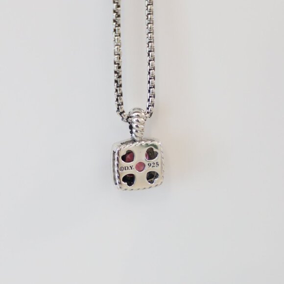 David Yurman Sterling Silver 7mm Albion 18" Necklace Tourmaline with Diamonds - Picture 6 of 7